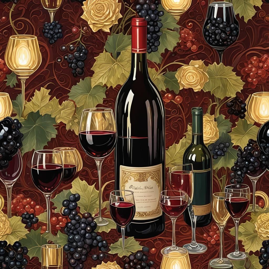 Dynamic Art Deco Red Wine in Post-Impressionism