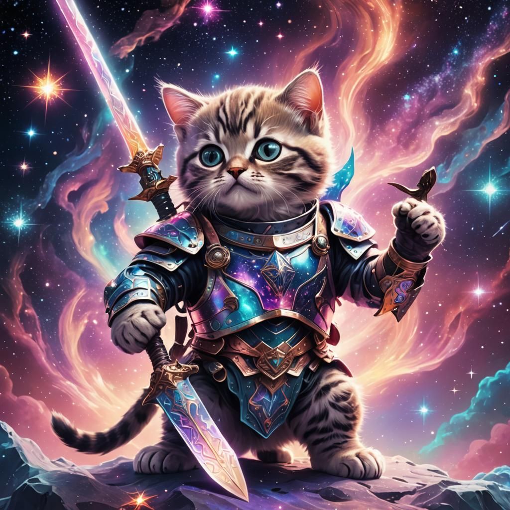 Cosmic Kitten Warrior in Astral Armor