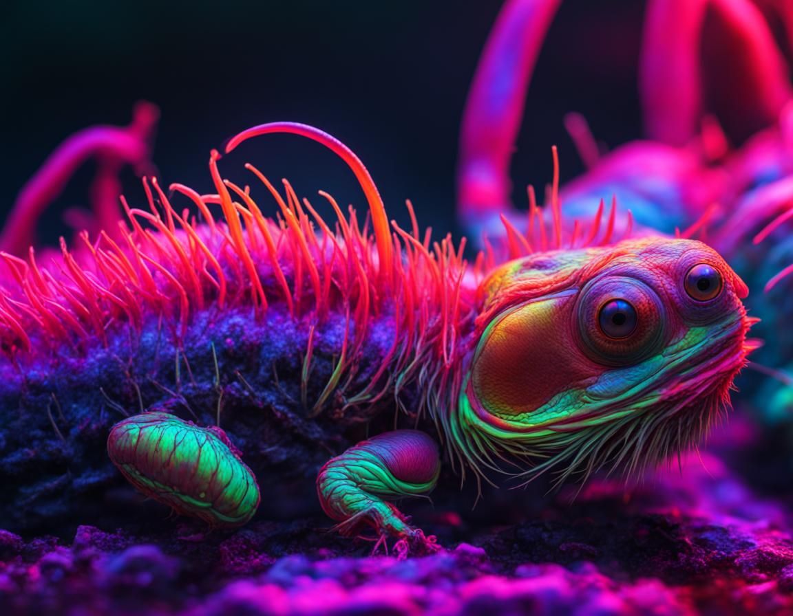 Photorealistic Speculative Zoology in Vivid Neon Colors