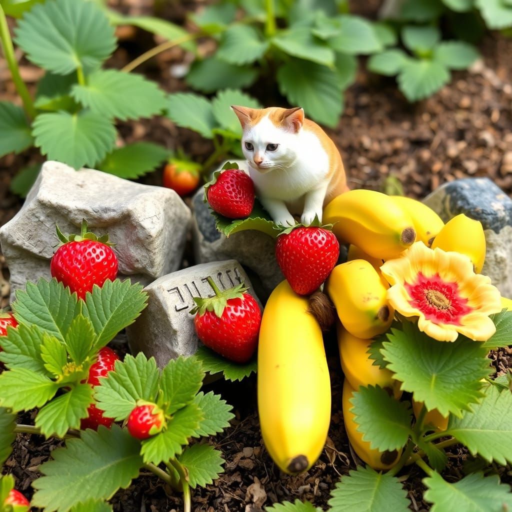 Fossil Cafe with Strawberry and Banana Desserts in a Whimsic...