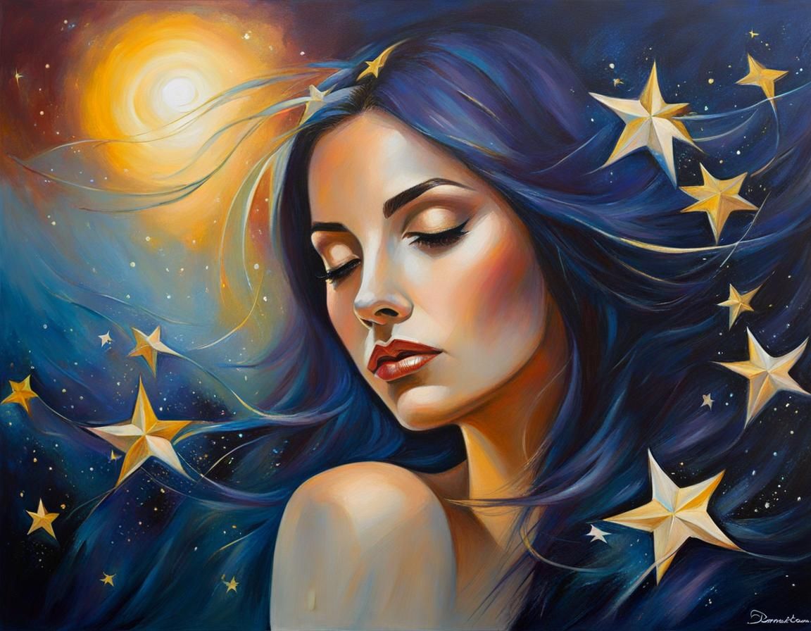 Woman Portrait with Shooting Star
