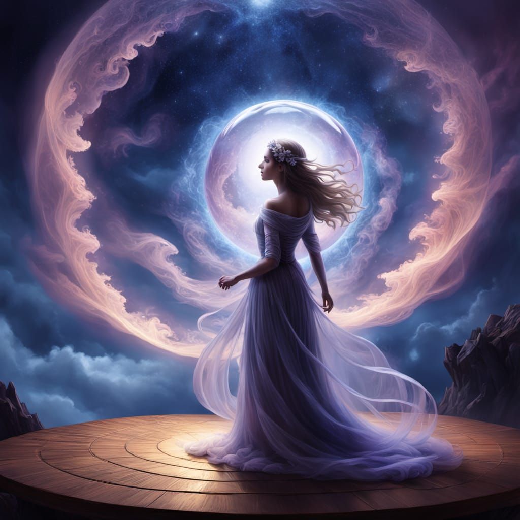 Glowing Dreamscape Inside Mystical Crystal Ball