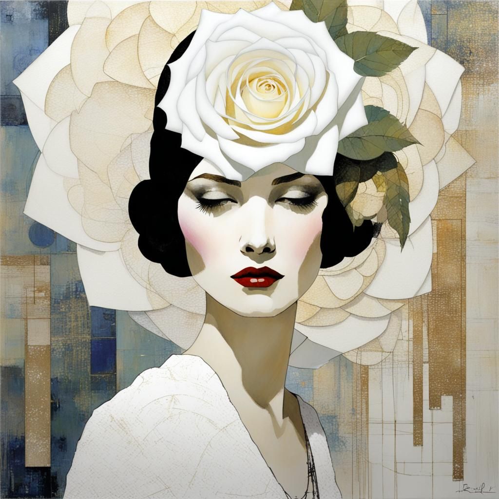 Minimalist White Rose Illustration in Surreal Style