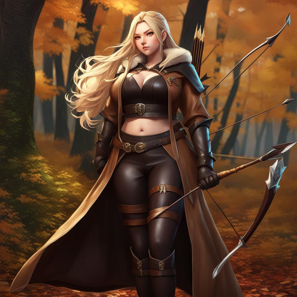 Overweight Wood Elf Archer in Anime Style