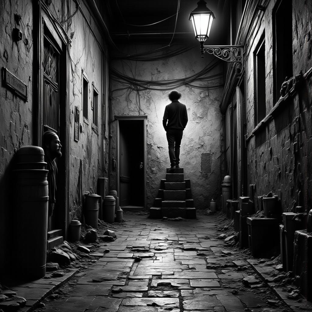 Film Noir Alley in Smokey Grunge Style