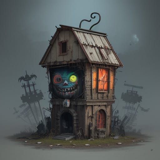 Sinister Vintage Toy Box with Grotesque Clown