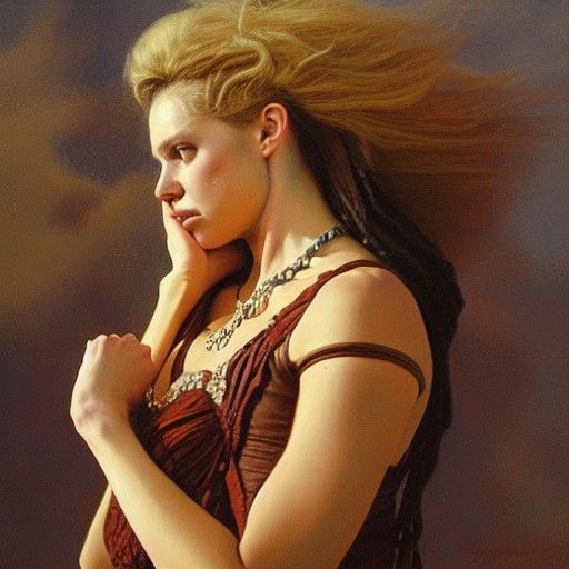 Vanquished French Queen in Oil Painting