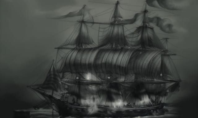 Grand Naval Battle in Graphite Pencil Sketch