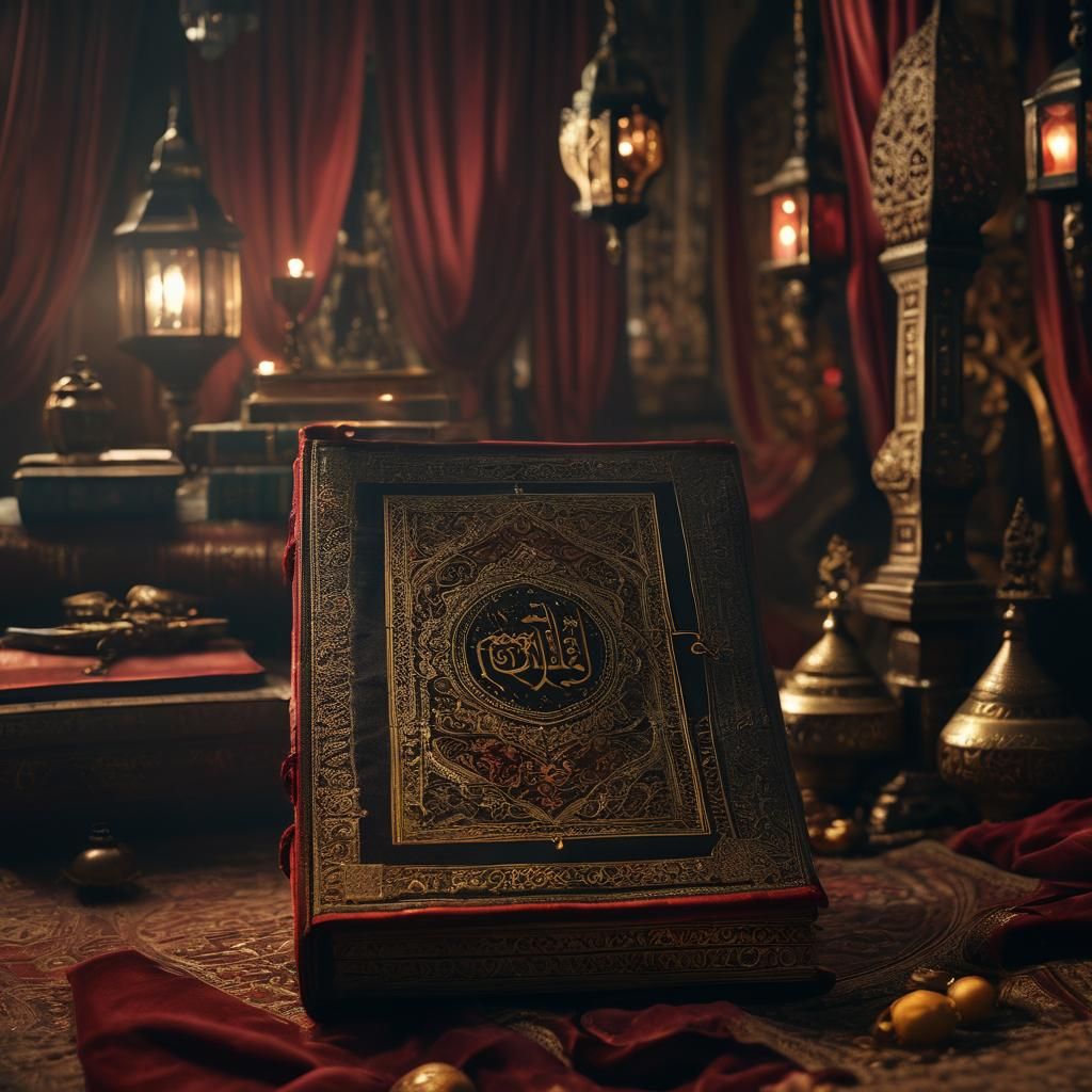 Ornate Quran Still Life with Cinematic Lighting