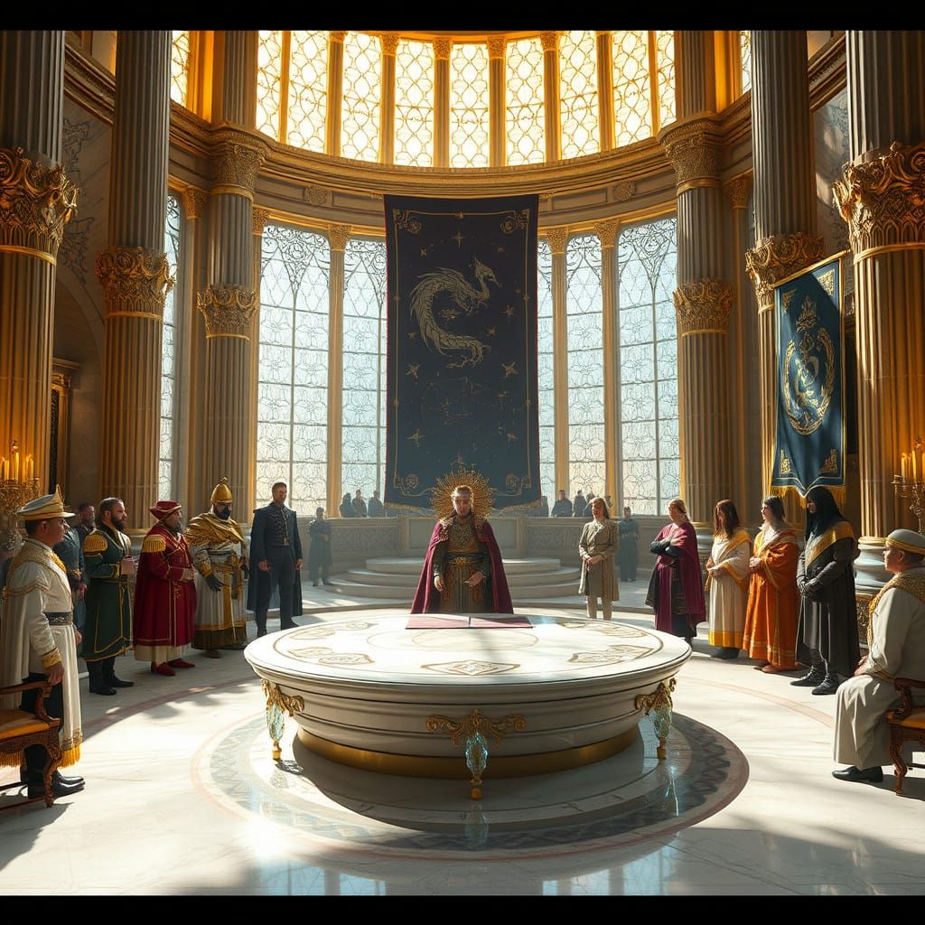 Imperial Grandeur in White-Gold Tower's Ceremonial Hall