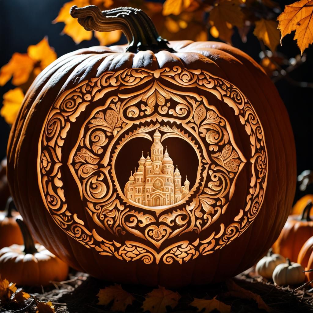 Intricate Carved Pumpkin with Ultra High Detail