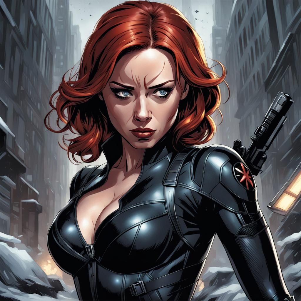 Emily Blunt as Black Widow: Comic Book Art