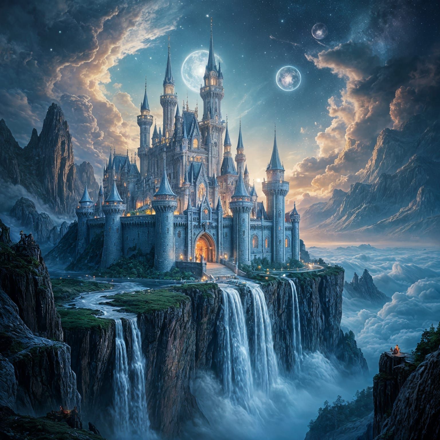 Majestic Mercury Castle Overlooking Nebula