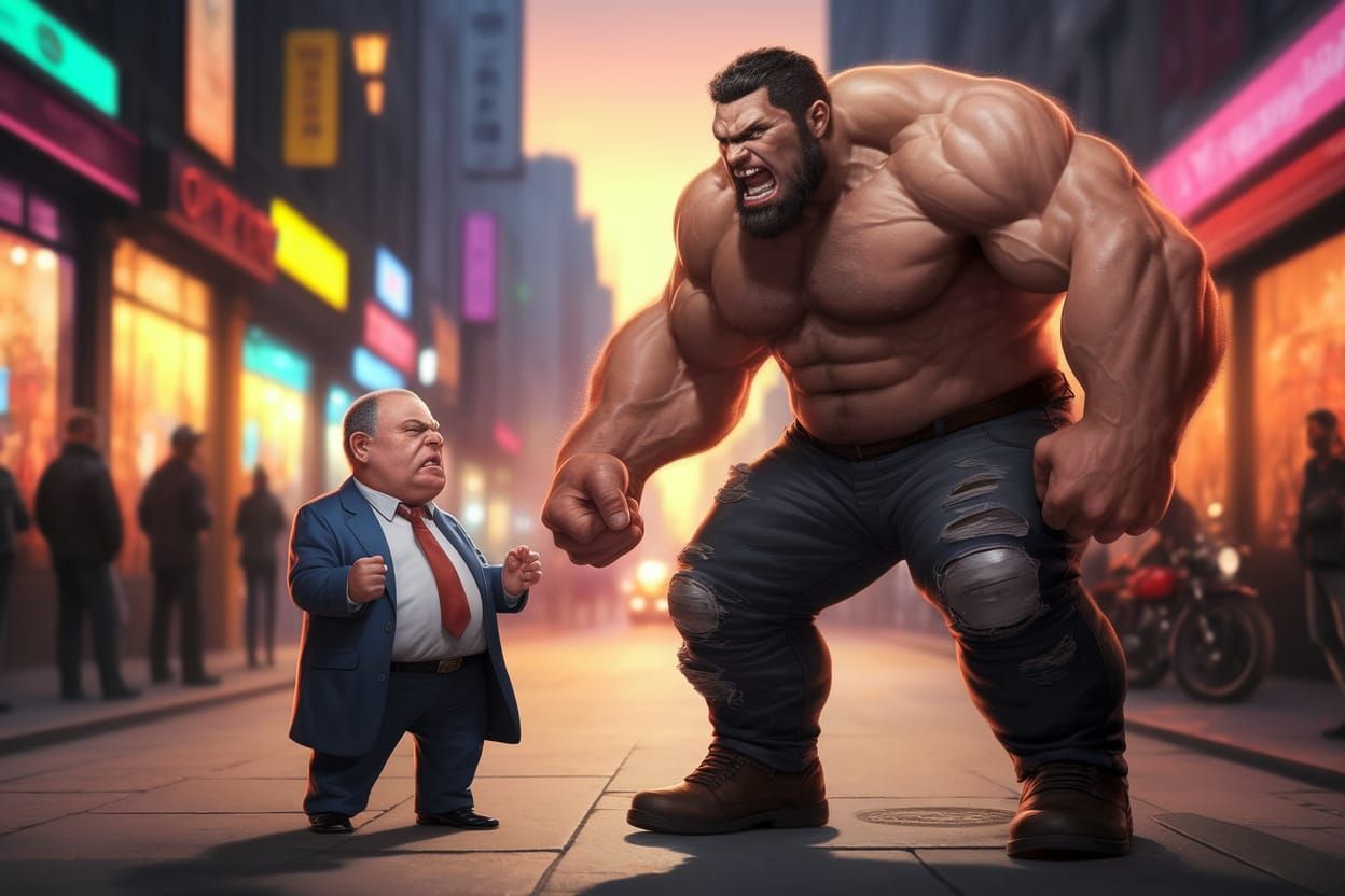 Passionate Intellectual Faces Off Against Biker in Vibrant C...
