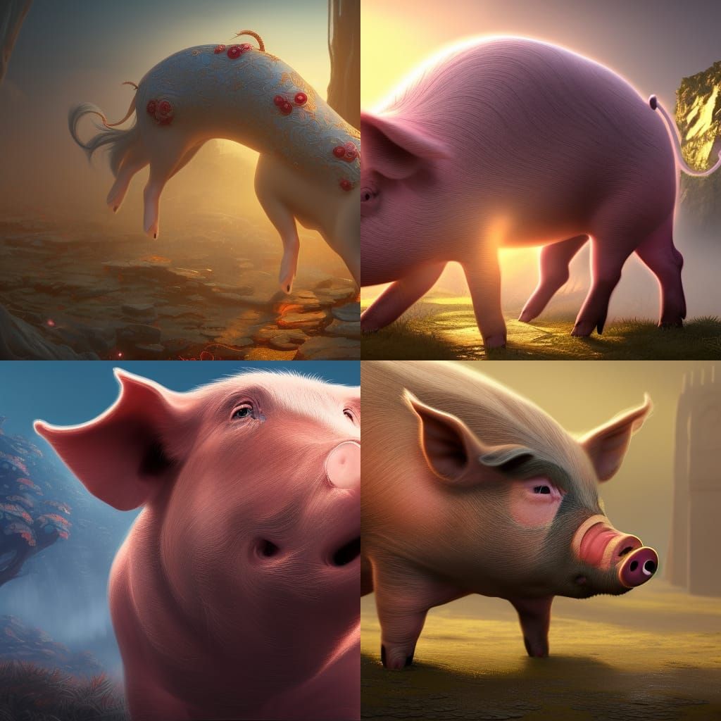 Fantastical Pig in Detailed Matte Painting