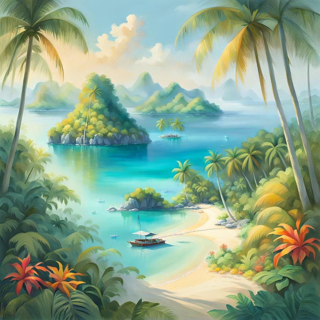 Tropical Island Archipelago: Vibrant Panoramic Art