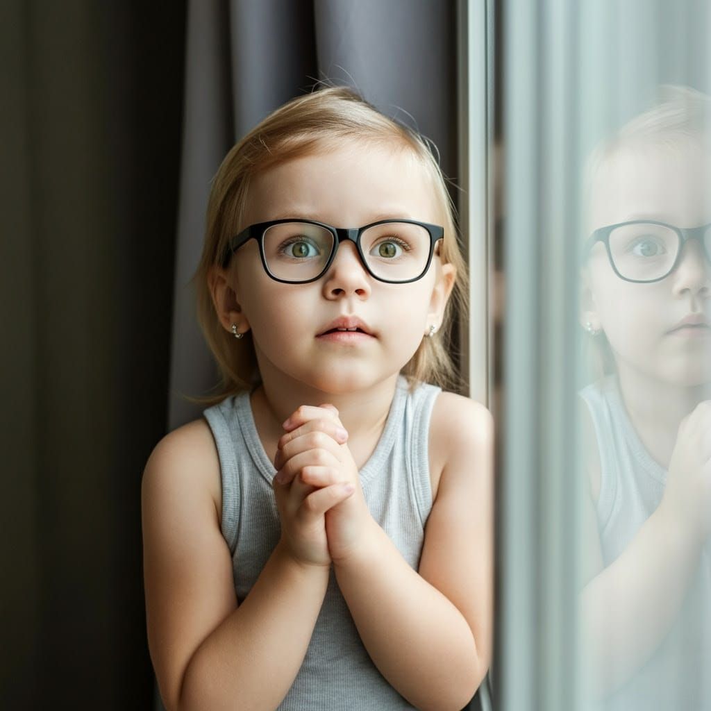 Young Blond Boy Exudes Mixed Emotions in Intense Close-Up Po...