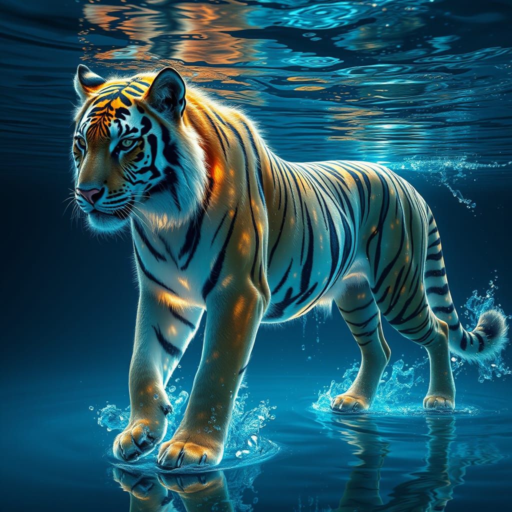 Majestic Animal with Flowing Water Textures