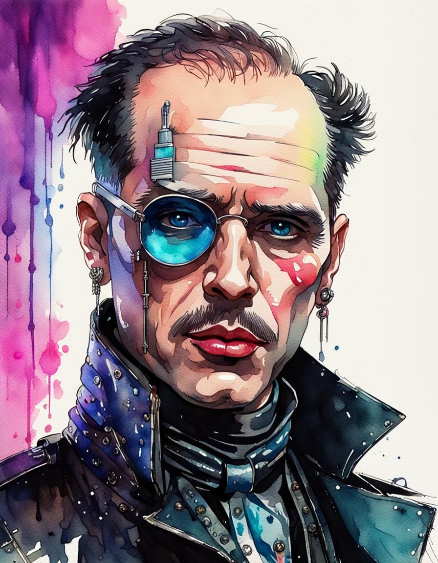 Victorian Punk Gentleman in Watercolor Style