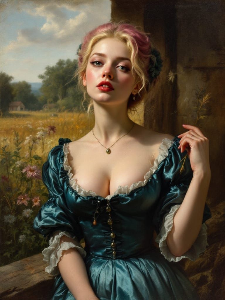 Romantic Realism Portrait of a Woman in Golden Hour Light