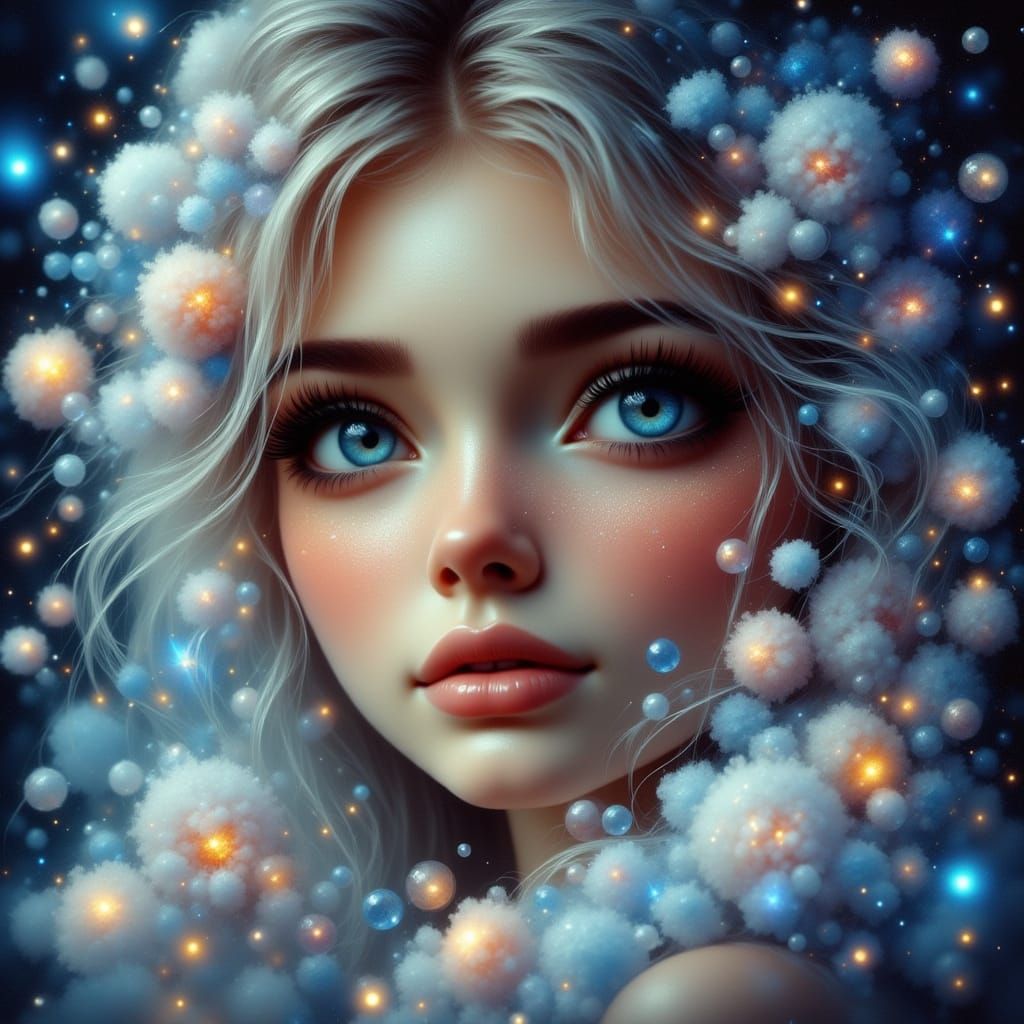 Ethereal Dream Girl in Whimsical Watercolor