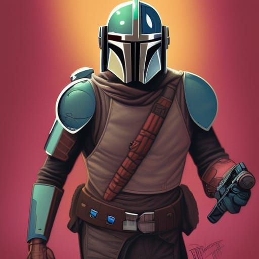 Hipster Mandalorian in Comic Book Style