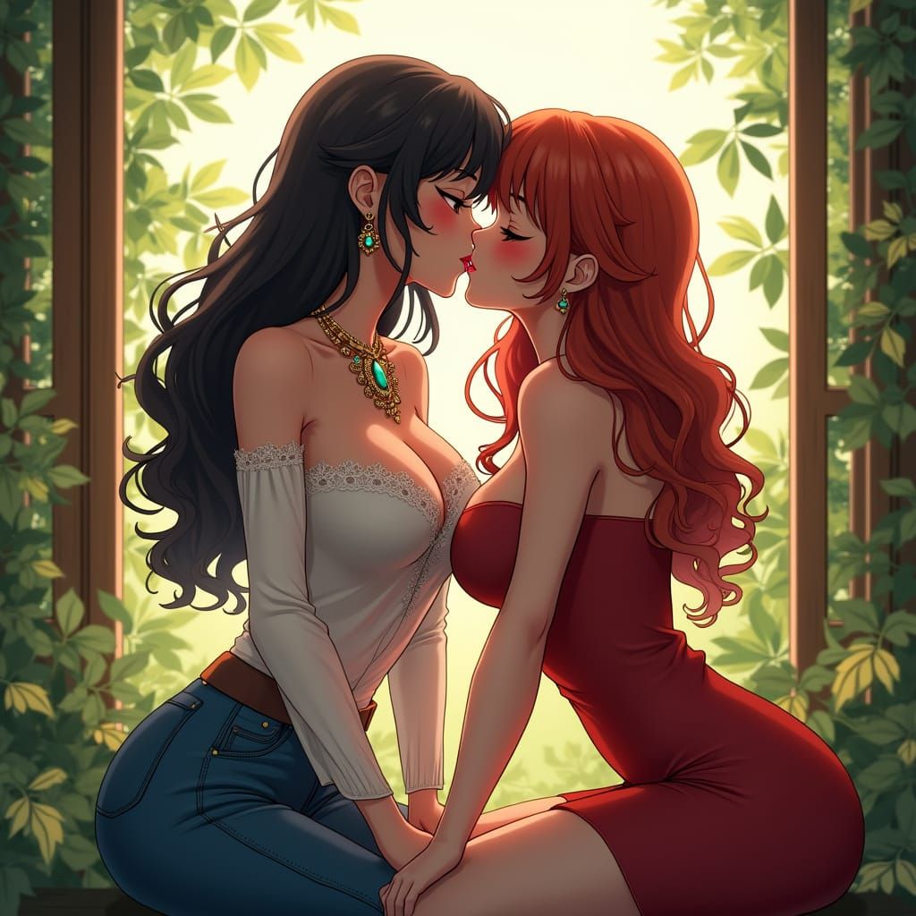 Romantic Anime-Inspired Moment of Intimacy