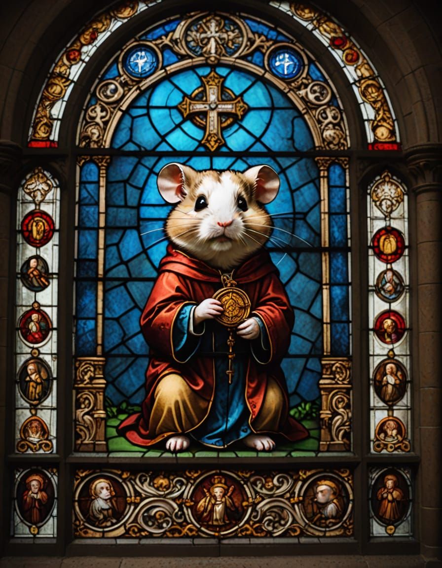 Medieval Hamster Saint in Muted Renaissance Colors