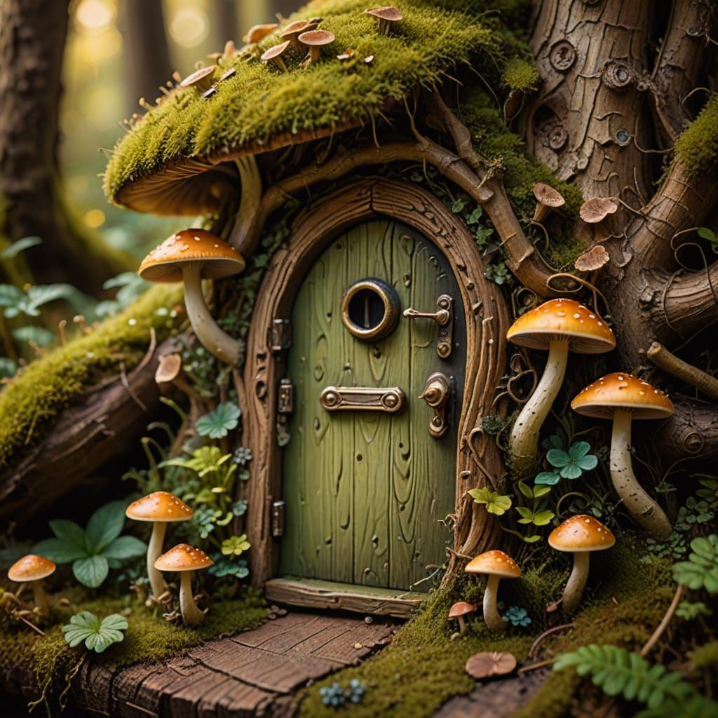 Enchanted Mushroom Door: A Miniature Fantasy World