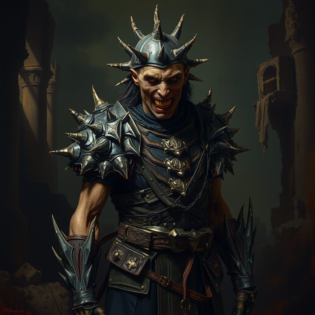Dark Fantasy Warrior in Baroque Oil Painting Style