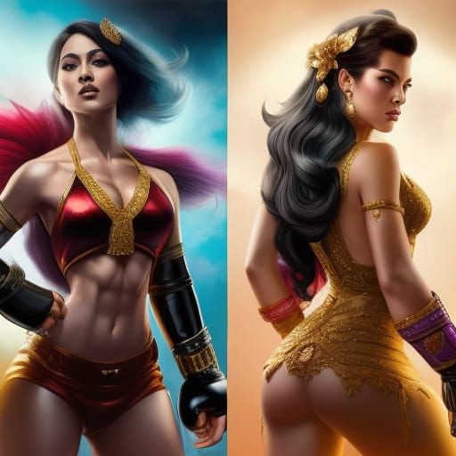 Princesses Boxing Match in Fantasycore Style