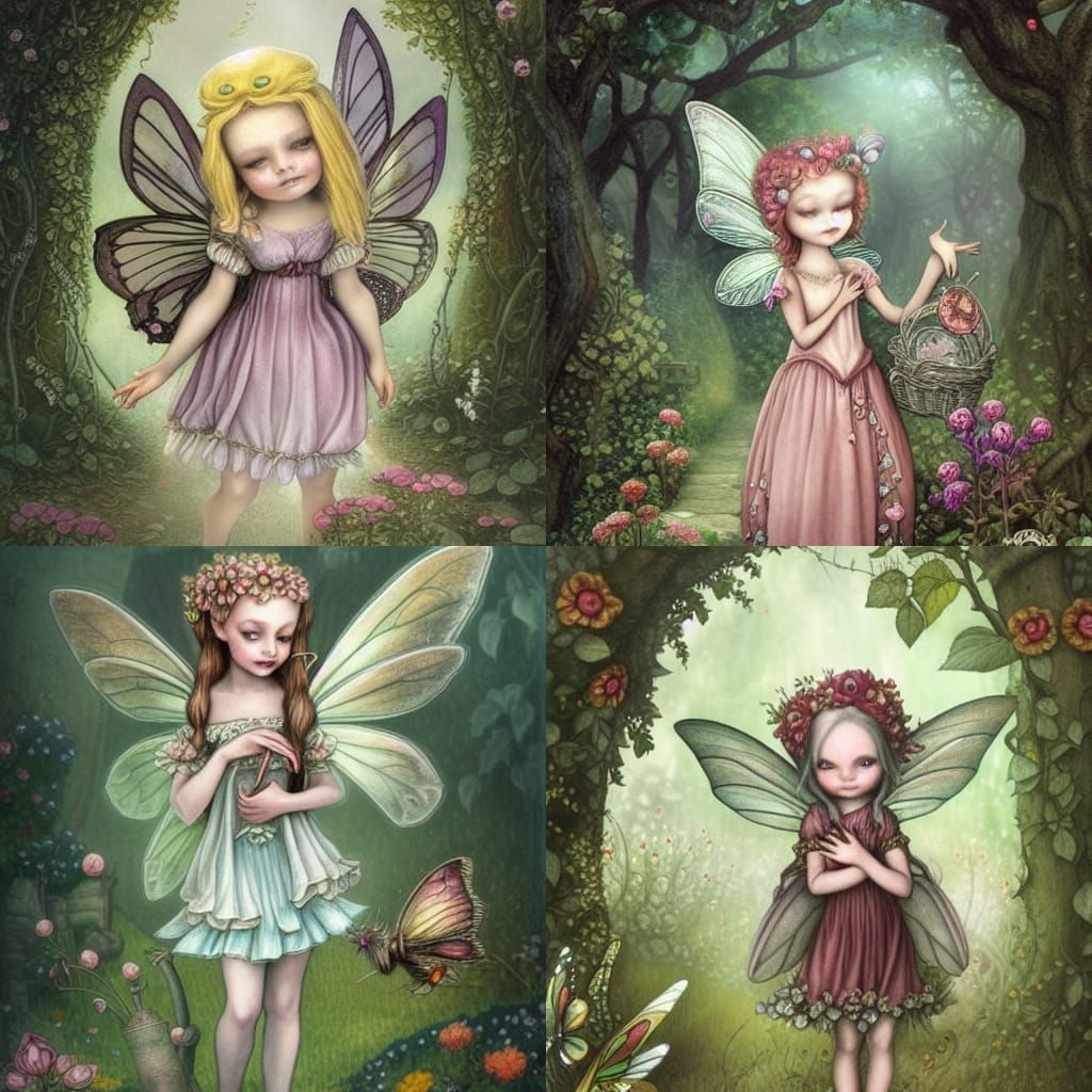 Enchanting Fairy Garden Scene with Botanicals