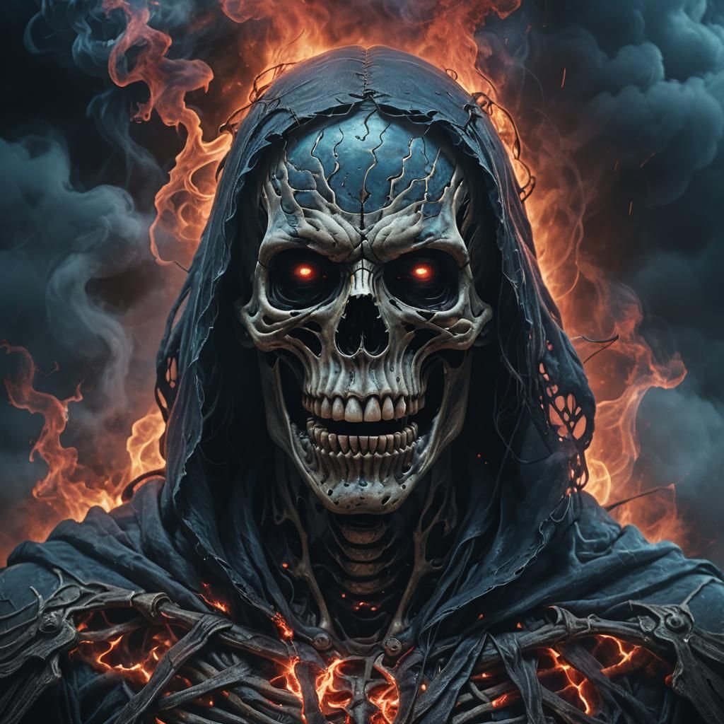 Menacing Skeletal Ghost in Dark Fantasy Style