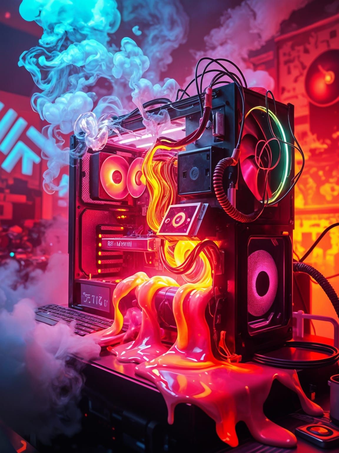 Melting Computer Generates Endless AI Art