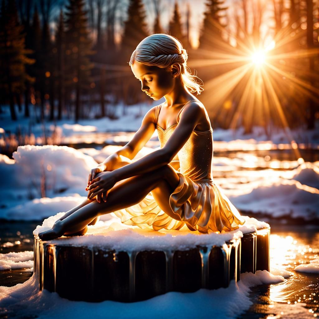Statue of ballerina in ice