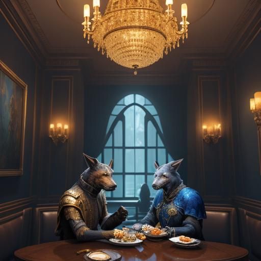Dogs Fine Dining in Fantasy Restaurant Concept Art