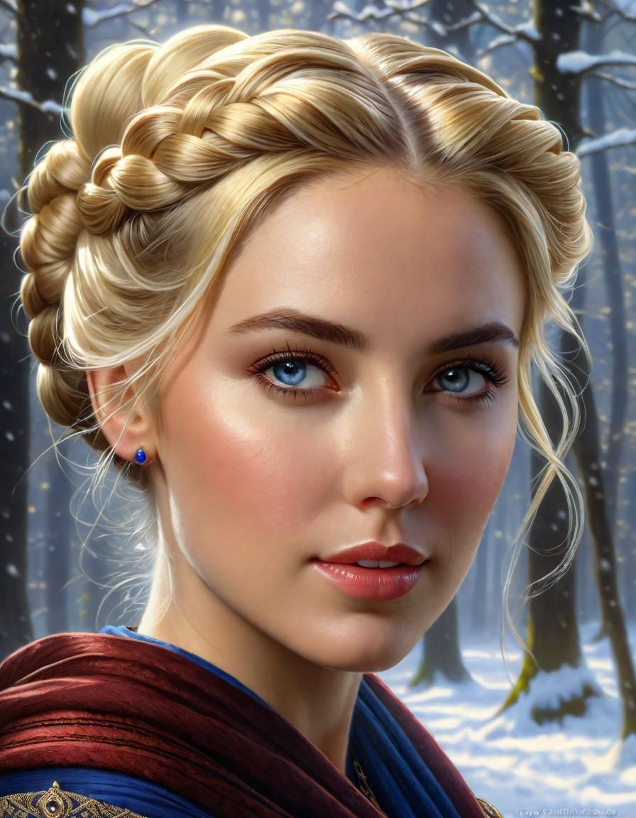 Renaissance Woman in Snowy Forest Grove