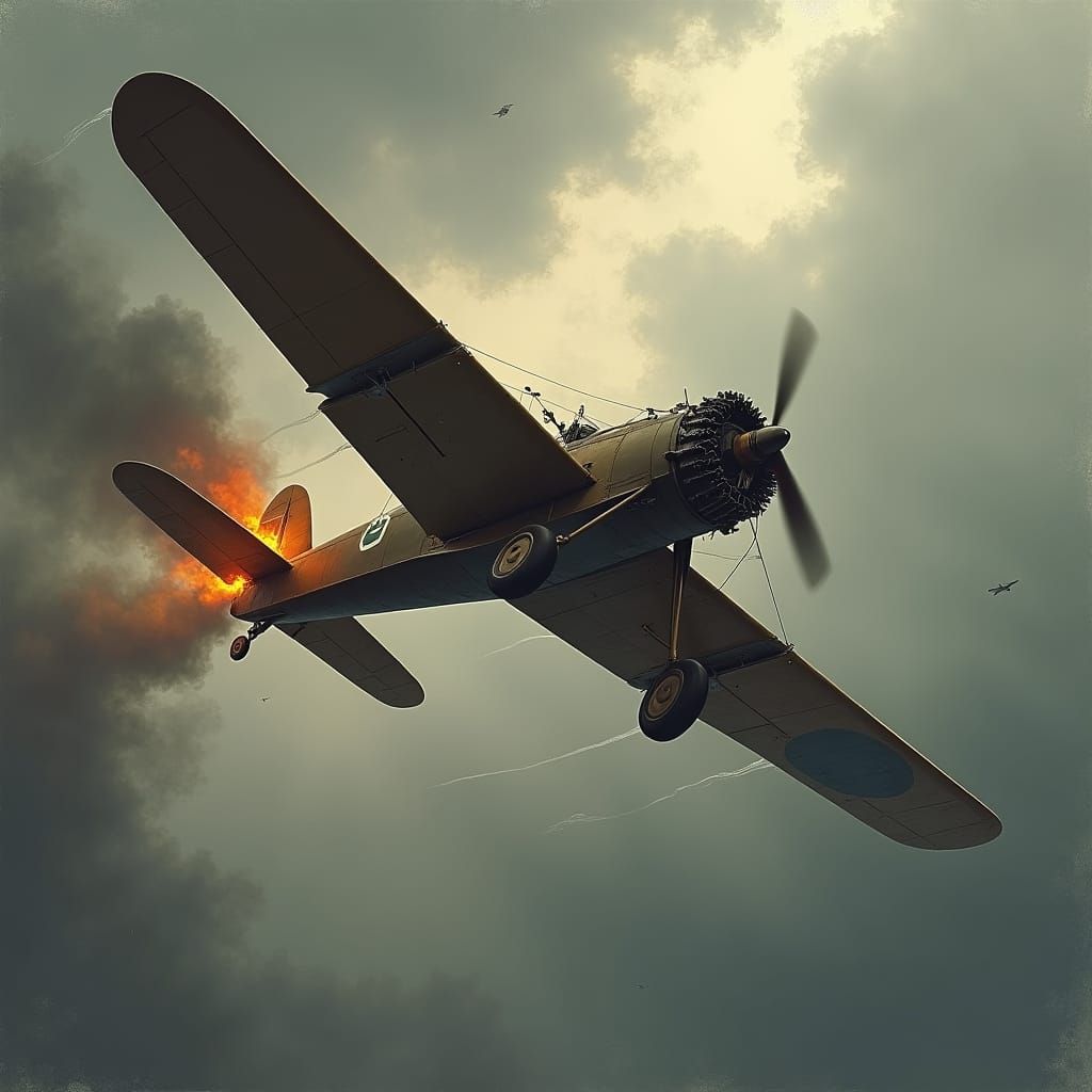 Sopwith Camel Nosedive in Dramatic Illustration Style