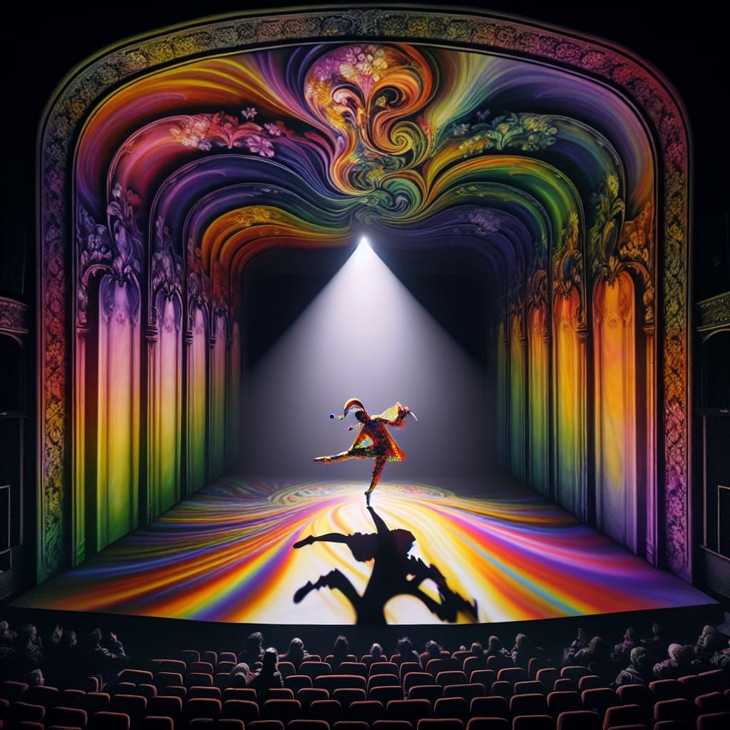 Harlequin Dancer in Radiant Light, Psychedelic Art