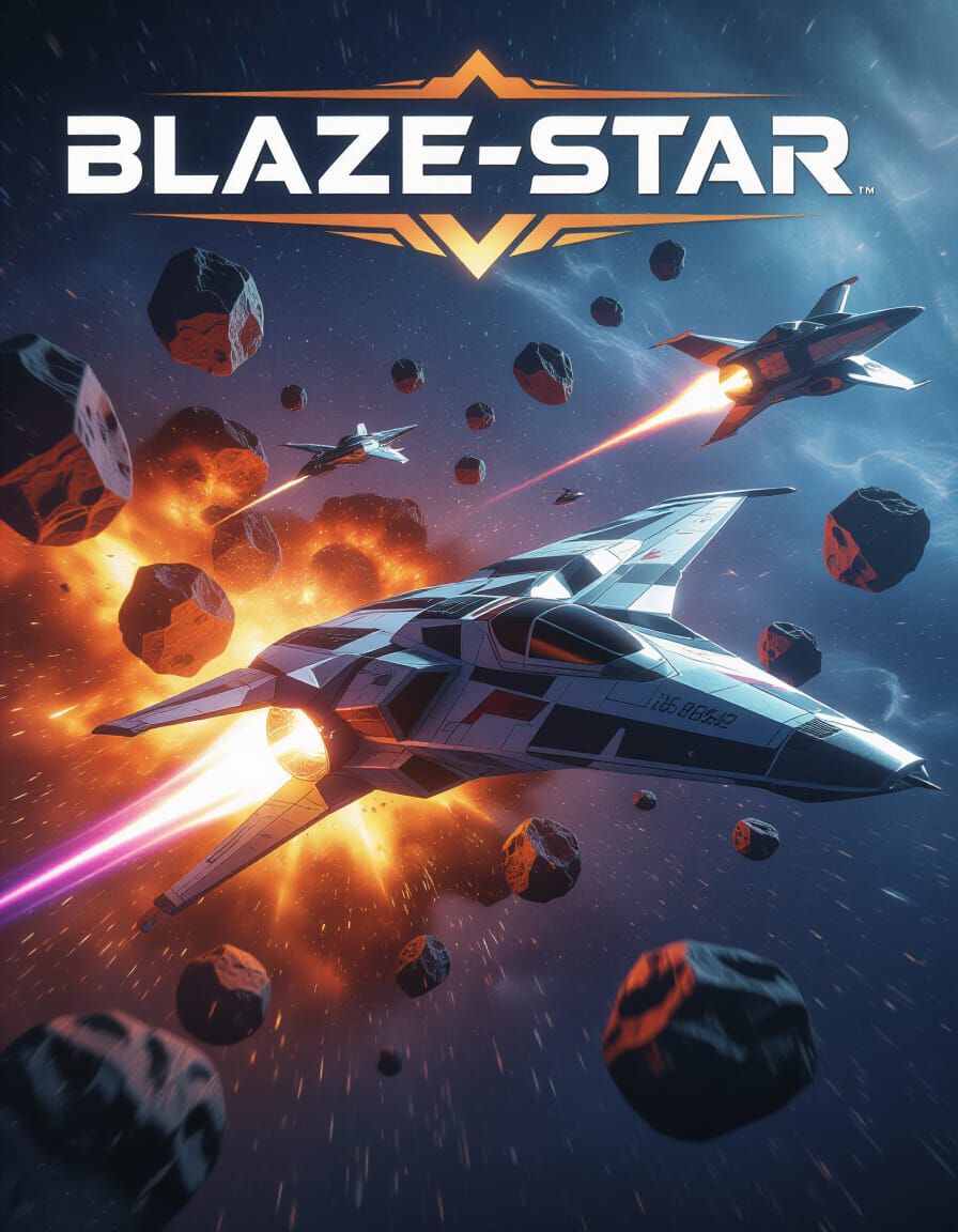 Sleek Space Fighter Evades Enemies in Cosmic Battle