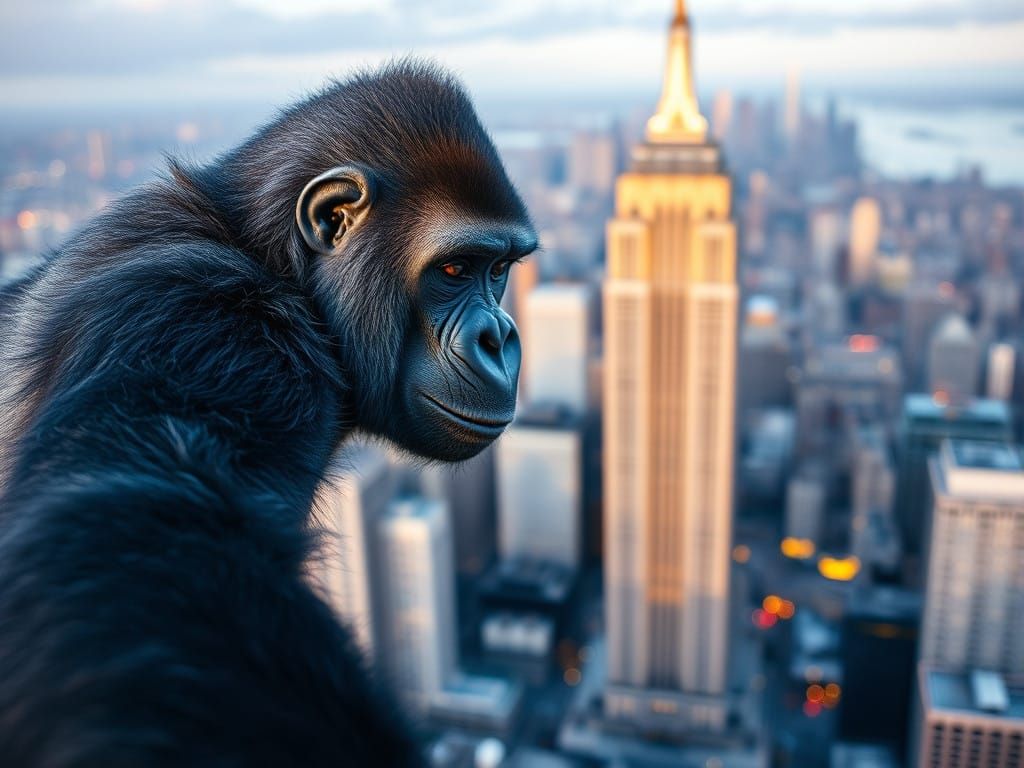 Surreal Gorilla Soars Above the Empire State Building