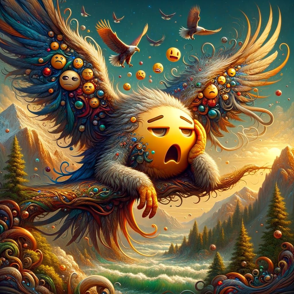 Eagle Emoji Hybrid in Whimsical Splendor
