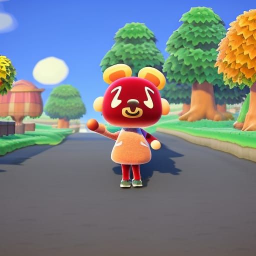 Autumnal Animal Crossing Scene in Pixar Style