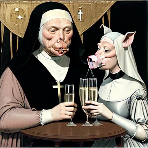 Nun and Pig Celebrate New Year in Renaissance Style