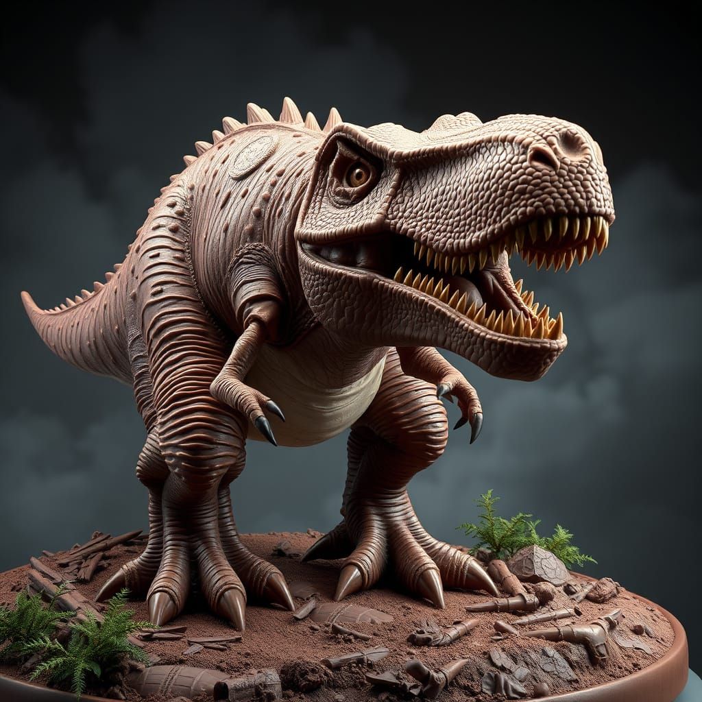 Chocolate Tyrannosaurus Rex Sculpture: Digital Matte Paintin...
