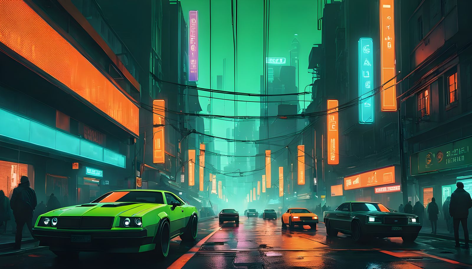 Neon Cityscape in Cyberpunk Style