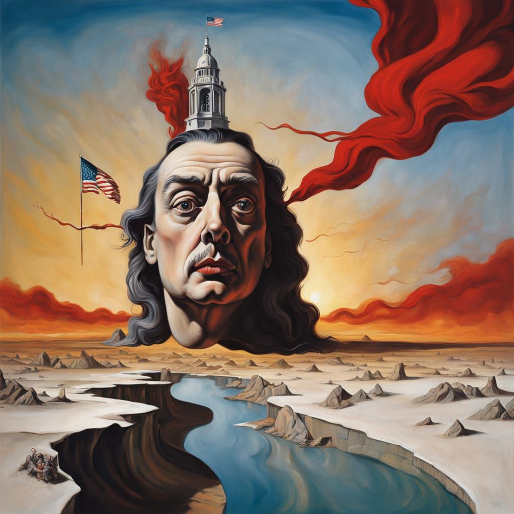 Surreal Melting Flag in Dali-esque Hyper-Realism