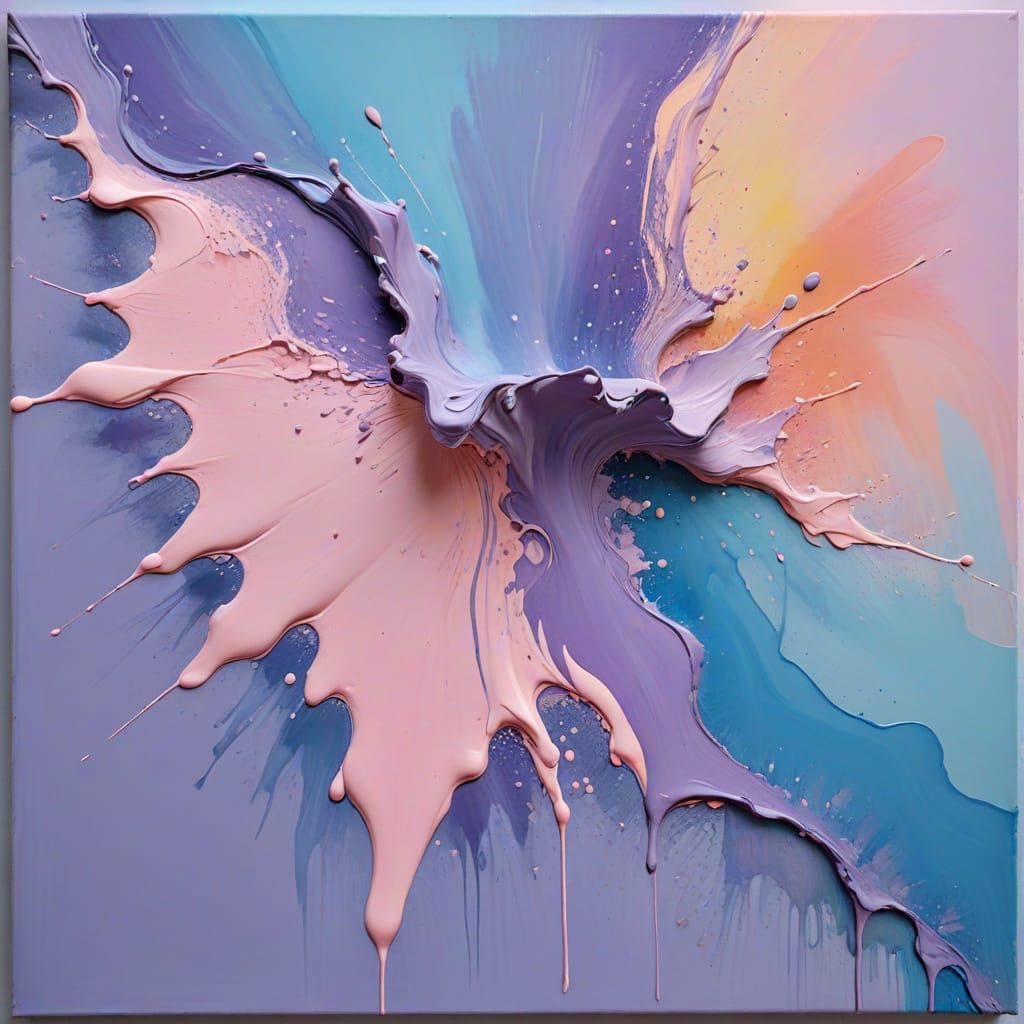 Abstract Paint Pour: Purple Pink Azure Flow