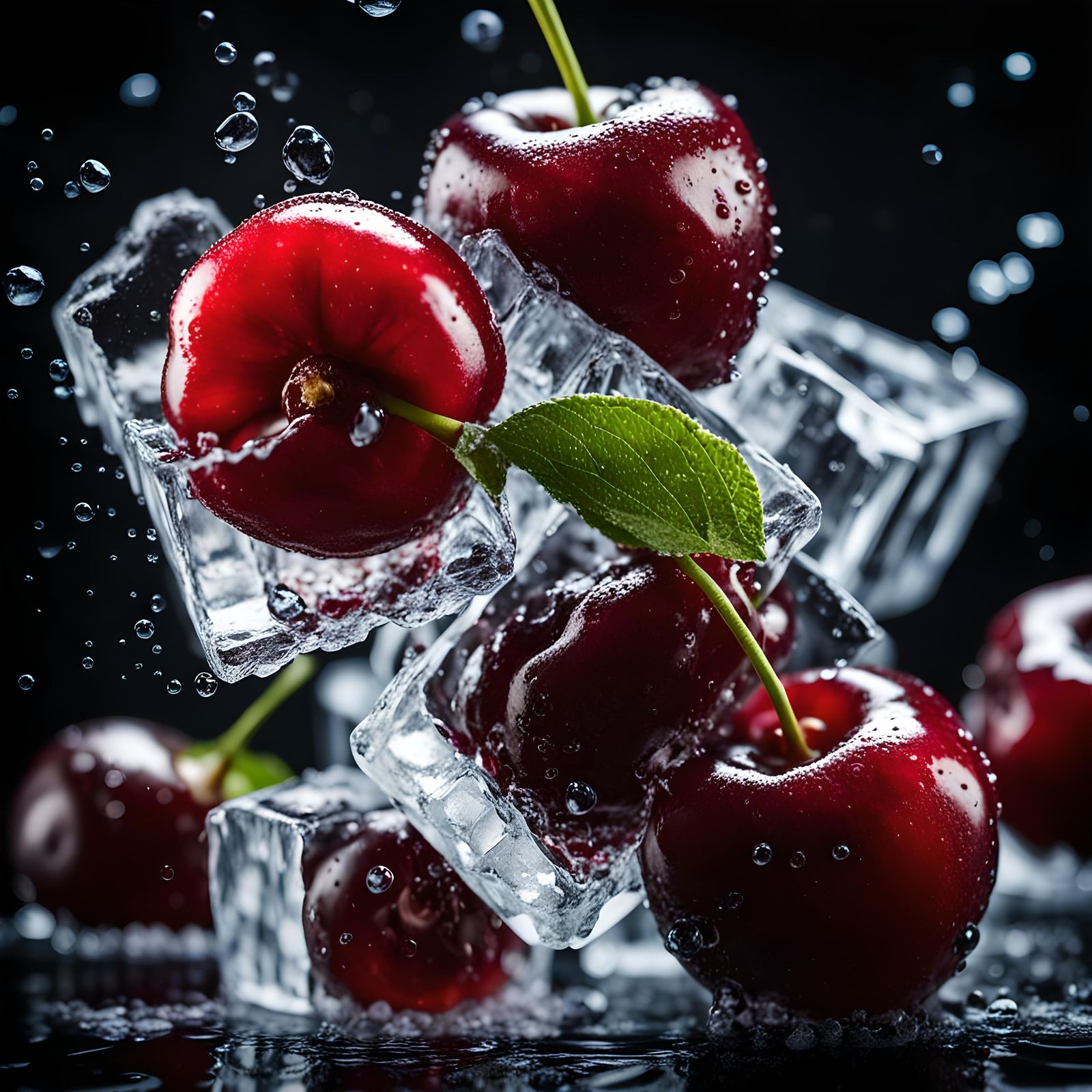Cherries Frozen in Ice: Dramatic Photography