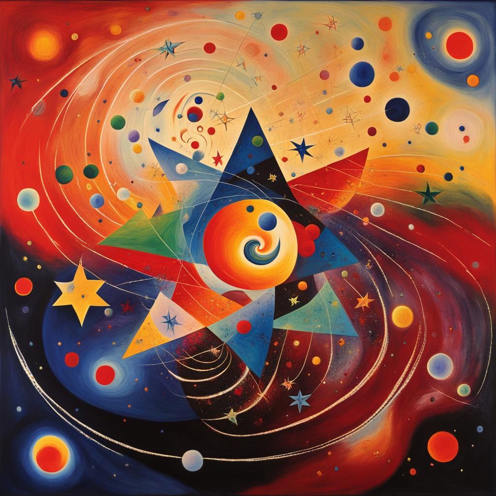 Abstract Geometric Starscape in Naive Art Style